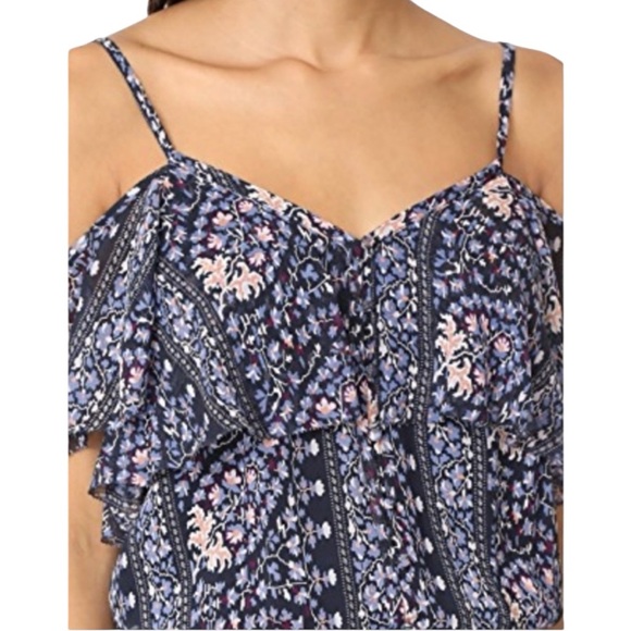 PAIGE Blue Floral Ruffled Summer Blouse - Picture 1 of 10